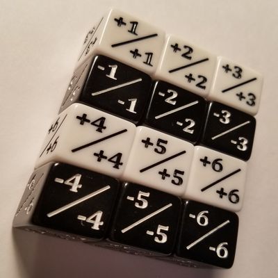 12x Dice Counters/White +1/+1 & Black -1/-1 / for Magic: The Gathering and other games/CCG MTG by quEmpire