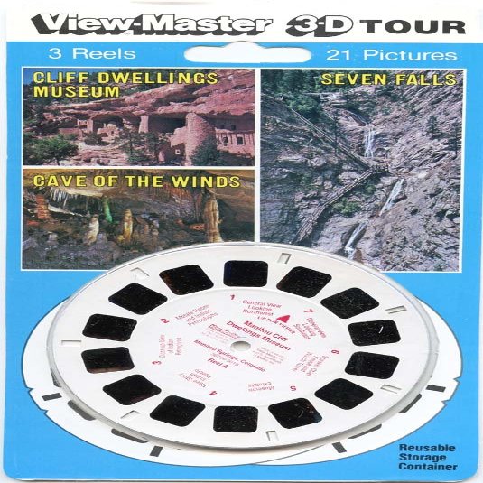 Cliff Dwellings Museum; Seven Falls; Cave of The Winds - Classic ViewMaster - 3 Reels on Card - New