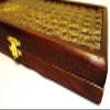 12" Backgammon Board Game Set, Wood & Crocodile Leather, Pieces & Dices view 2