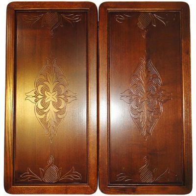 20" Backgammon Board Game Set, Carved Wood, Pieces & Dices