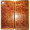 20" Backgammon Board Game Set, Wood & Crocodile Leather, Pieces & Dices view 1
