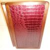 16" Backgammon Board Game Set, Wood & Crocodile Leather, Pieces & Dices view 4