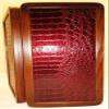15" Backgammon Board Game Set, Wood & Crocodile Leather, Pieces & Dices view 4