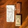 Walnut Studiolo Travel Cribbage Board Birch Plywood with Dark Brown Leather view 2