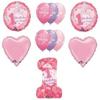 #1 First One 1st GIRL Princess Tiara Pink Hearts 11 Birthday Party Balloons Set view 1