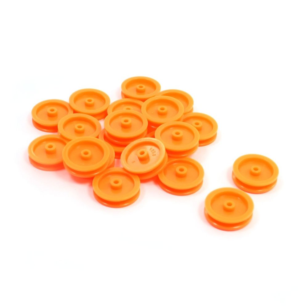 uxcell RC Model Airplane Orange Plastic DIY Belt Drive Gear Pulley 20 Pcs