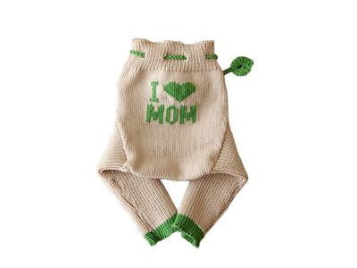 100% merino wool baby soaker diaper cover longies (M, Beige-Green)
