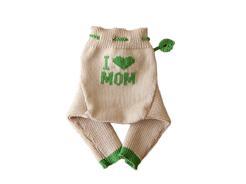 100% merino wool baby soaker diaper cover longies (M, Beige-Green)