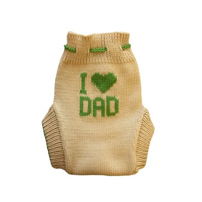 100% merino wool baby knitted soaker diaper cover (M, Beige-Green)