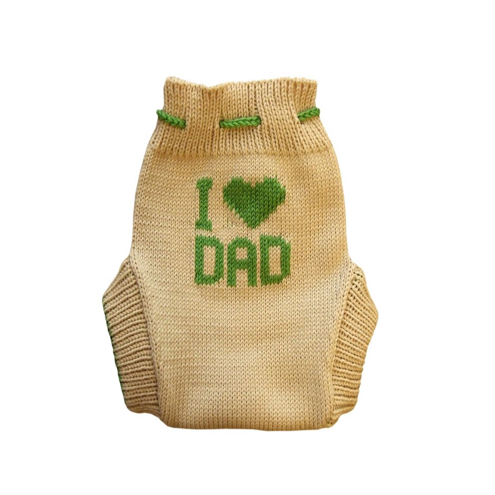 100% merino wool baby knitted soaker diaper cover (M, Beige-Green)