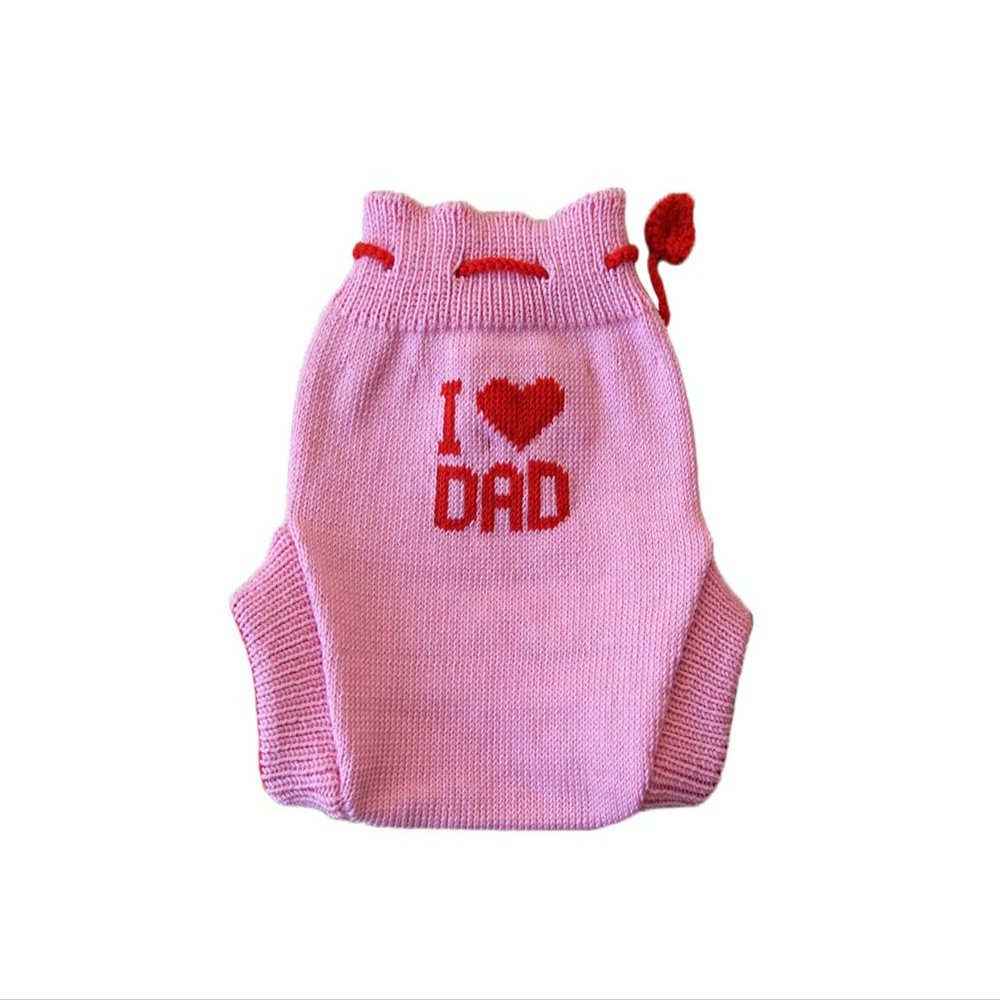 100% merino wool baby knitted soaker diaper cover (L, Pink-Red)