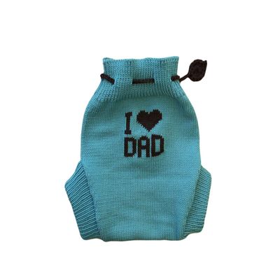 100% merino wool baby knitted soaker diaper cover (M, Aqua blue-Dark grey)