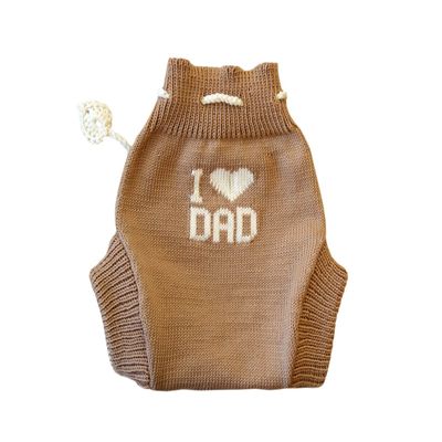 100% merino wool baby knitted soaker diaper cover (L, Brown-Natural white)