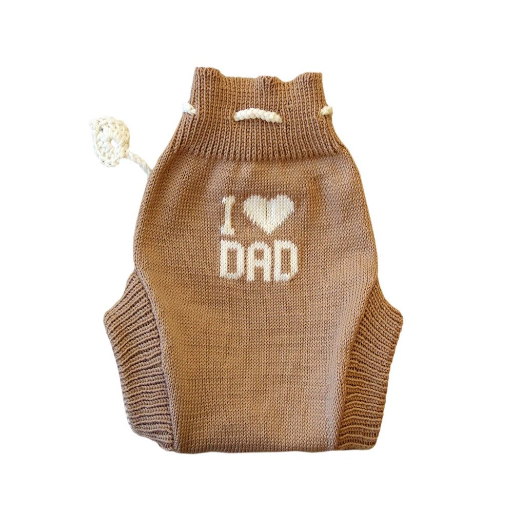 100% merino wool baby knitted soaker diaper cover (L, Brown-Natural white)