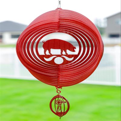 SWEN Products Pig Swirly Metal Wind Spinner