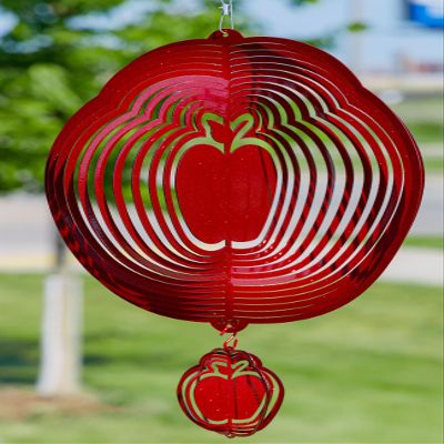 SWEN Products Apple Circle Swirly Metal Wind Spinner