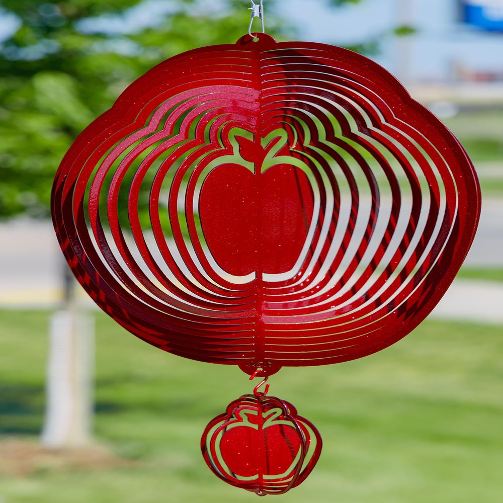 SWEN Products Apple Circle Swirly Metal Wind Spinner
