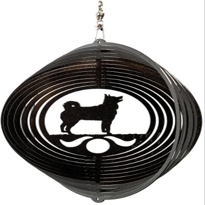 SWEN Products Icelandic Sheepdog Circle Swirly Metal Wind Spinner