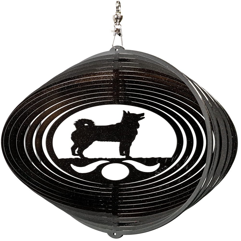 SWEN Products Icelandic Sheepdog Circle Swirly Metal Wind Spinner