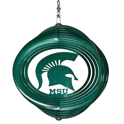 SWEN Products Michigan State Spartans Circle Swirly Metal Wind Spinner