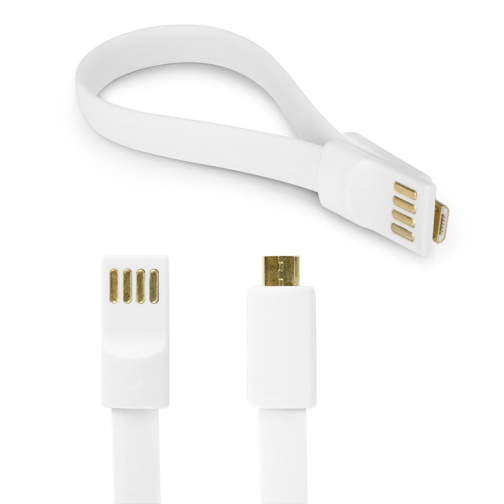 BoxWave Cable Compatible with Barnes & Noble Nook Tablet (7 in) - Colorific Magnetic Mini Cable, Colorful Mini Micro USB Cable - Winter White