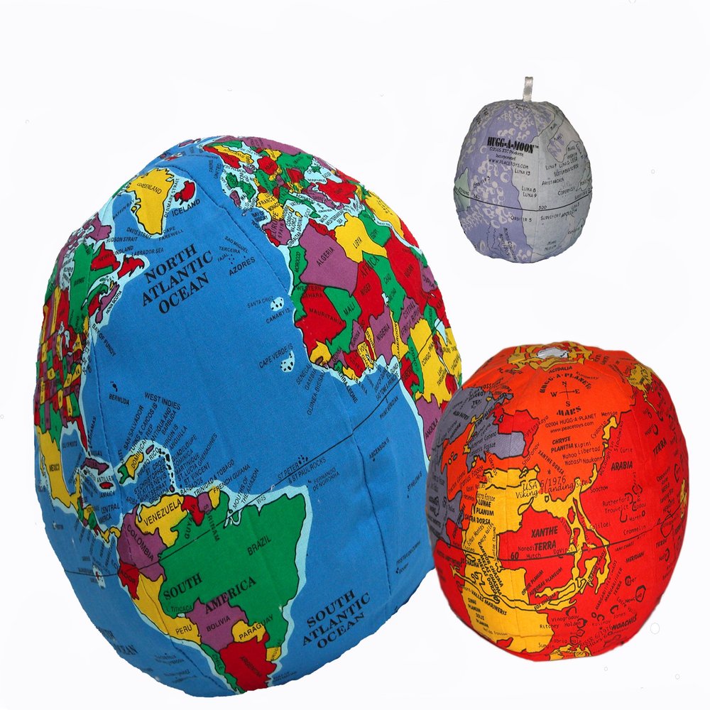 Plush Earth, Moon & Mars Bundle | Interactive & Educational Plush Globe, Moon & Mars Set | Learn Geography with a Fun & Educational Toy for Kids 3+, Teachers, and Adults | Classroom Must Haves