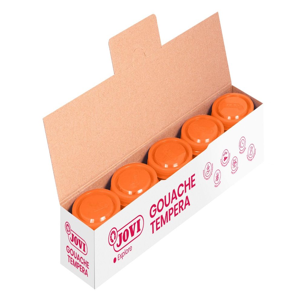 CAJA 5 BOTES TEMPERA NARANJA 35ML JOVI