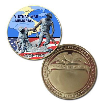 vietnam war memorial Colorzied Printed Challeng Coin