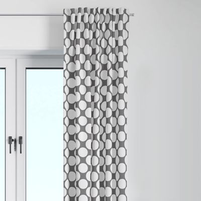Bacati - Single Light Filtering Curtain Panel Large Dots Grey