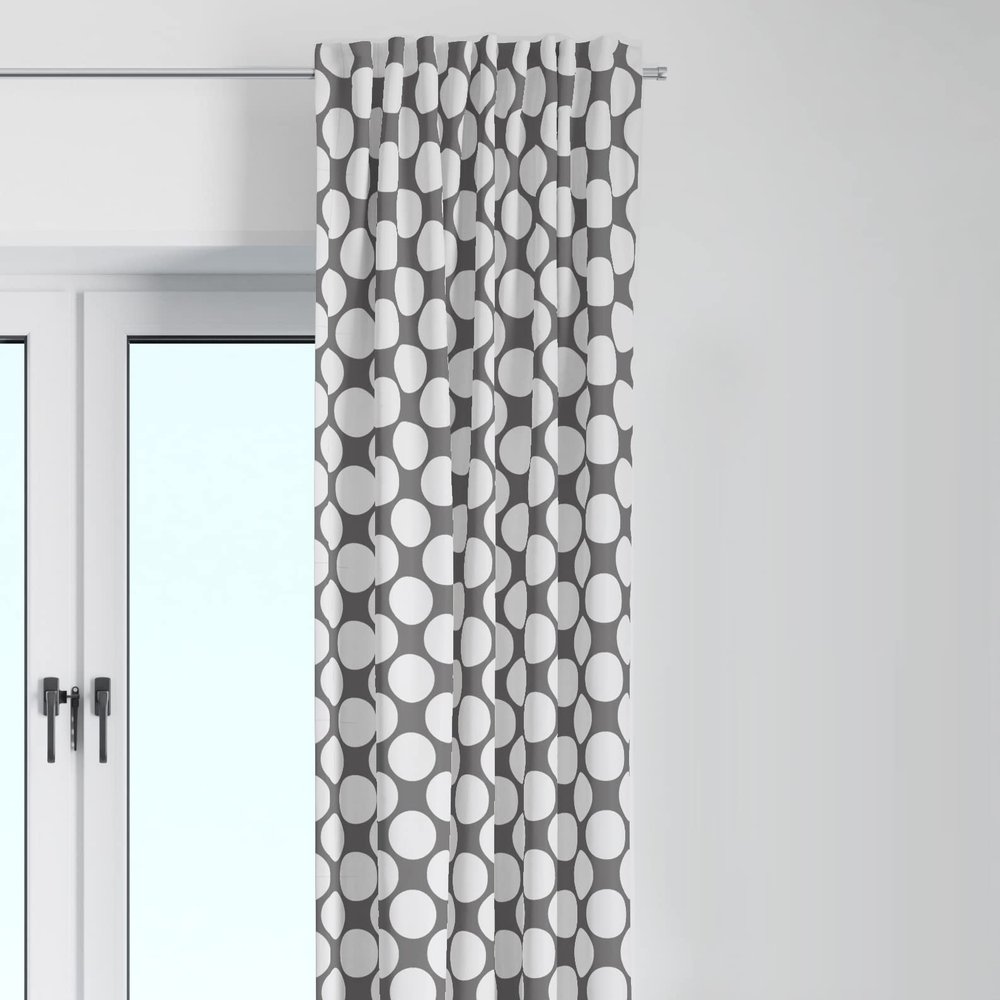 Bacati - Single Light Filtering Curtain Panel Large Dots Grey