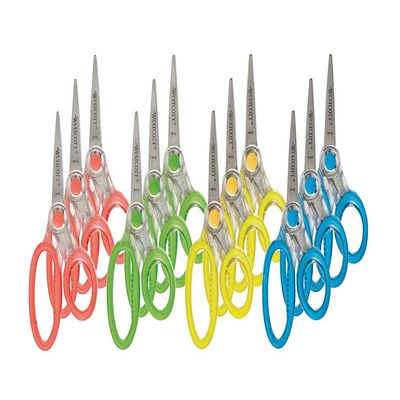 Westcott E-15802 00 I Poly-Carbonate Extra Children Scissors Microban X-Ray Comfort Grip, 12-He-Package, 14 cm/13.97 cm, Coloured Sorted