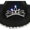 jAc Black Cowboy Cowgirl Tiara Felt Light Up Rodeo Princess Hat view 2