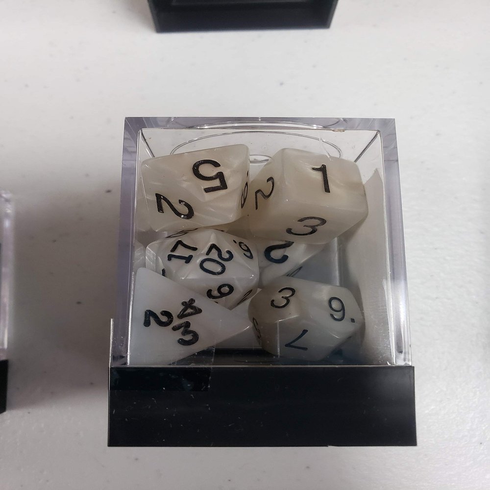 Polyhedral Dice Set (7-Piece), Pearlized Grey/Black