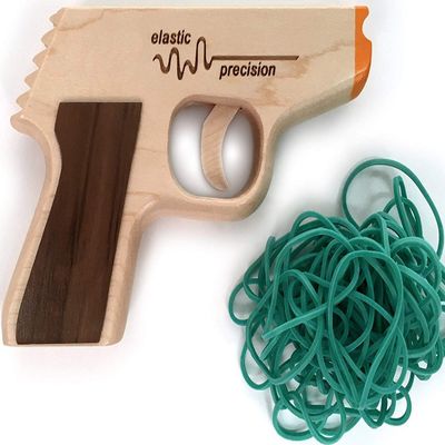 Elastic Precision Model PPK Rubber Band Gun Made from Solid Hardwoods with Rapid-Fire Semi-Automatic Action and Walnut Grips