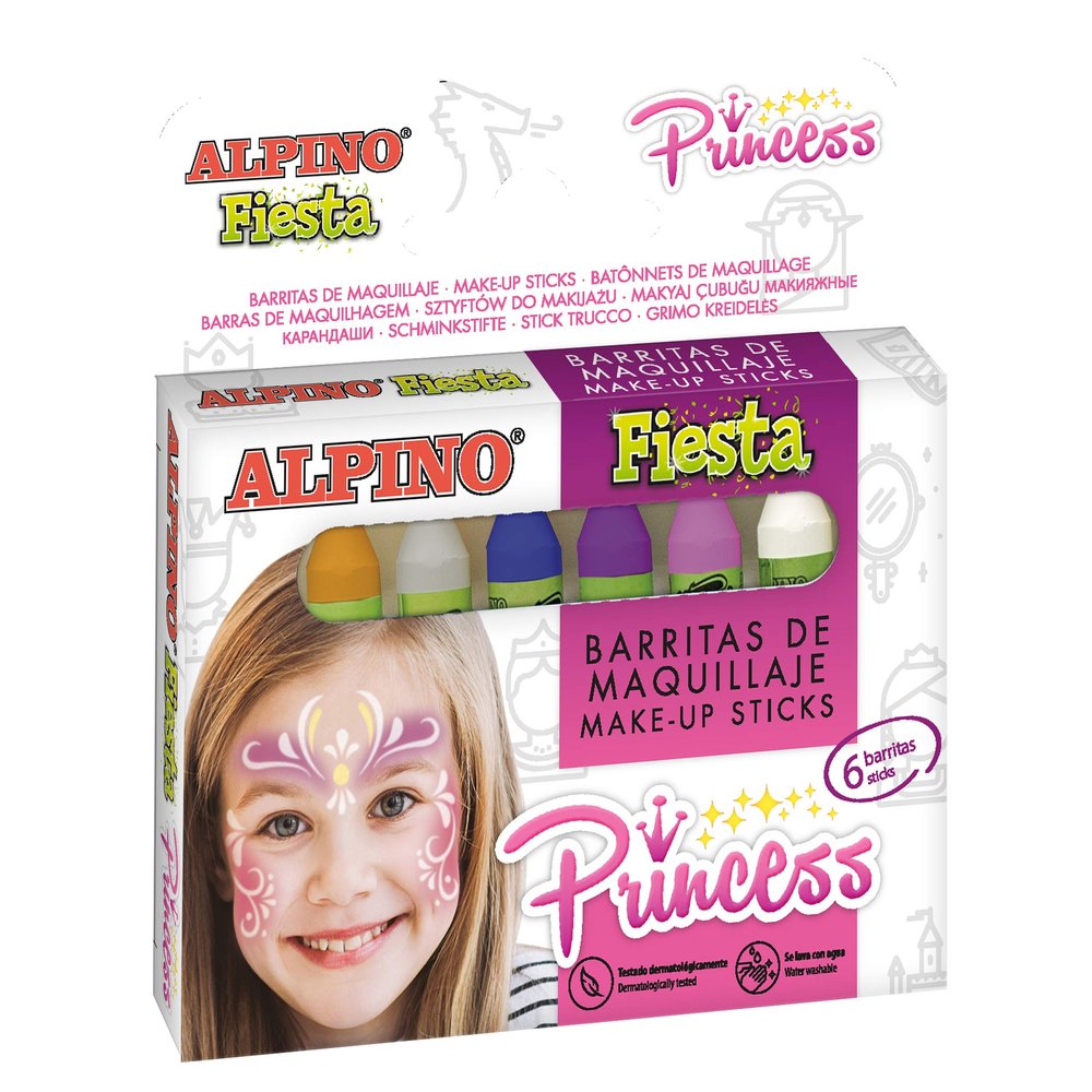 Alpino 219287 - Princess Make-Up - 6 sticks, Assorted Colours