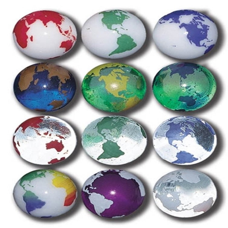 22 mm Rainbow Earth Marbles - Pack of 50 Assorted Colors