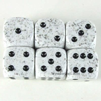 Arctic Speckled Dice with Black Pips D6 16mm (5/8in) Pack of 6 Wondertrail