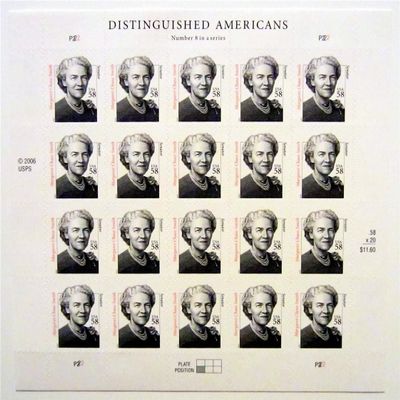 Margaret Chase Smith Distinguished Americans Full Sheet of 20 58-cent Stamps Scott #3427