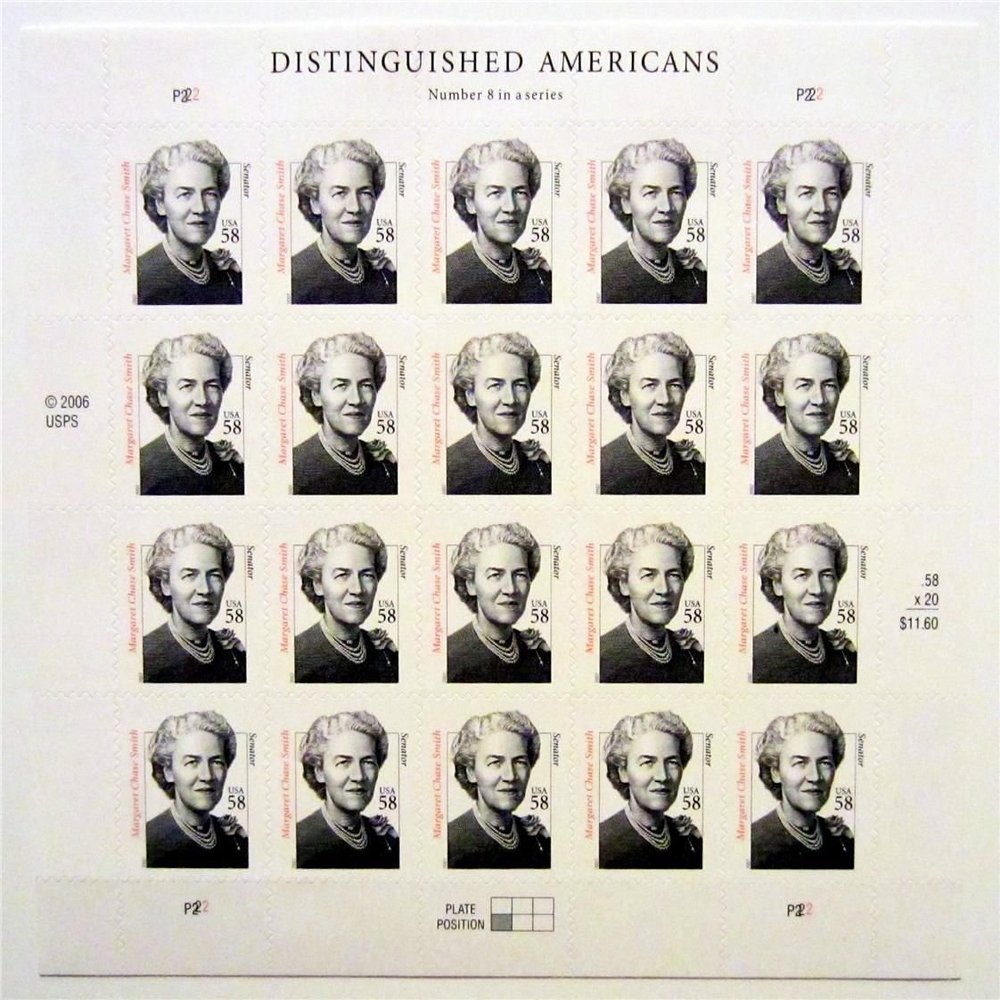 Margaret Chase Smith Distinguished Americans Full Sheet of 20 58-cent Stamps Scott #3427