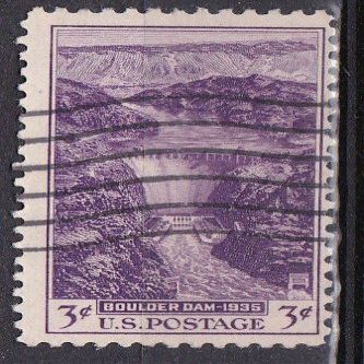 1935 US Postage Stamp - 3c Boulder Dam 1935 Purple Flat Plate Printing - Perf. 11