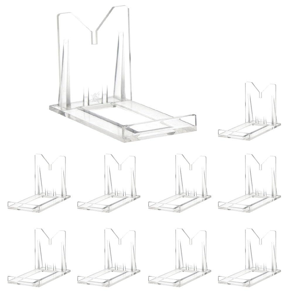 OnFireGuy (10) 2" Adjustable Two Part Adjustable Clear Acrylic Plastic Display Stand Easel for Mineral Fossil Slice Agate Slab Geode Seashell
