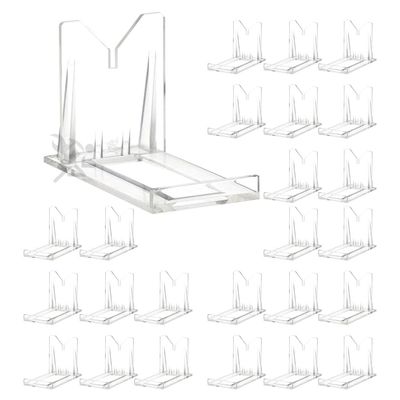 2" Two Part Adjustable Clear Acrylic Plastic Display Stand Easel for Mineral Fossil Slice Agate Slab Geode Seashell, 25 Pack