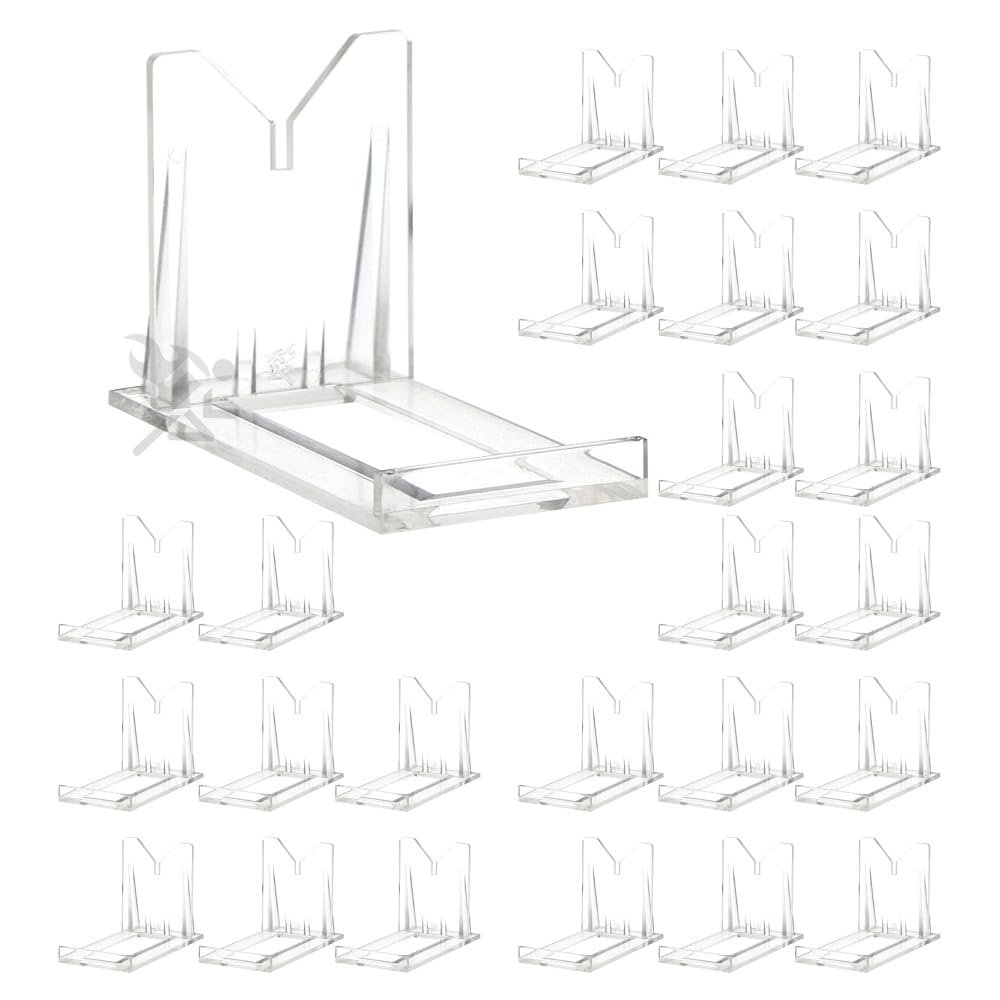 2" Two Part Adjustable Clear Acrylic Plastic Display Stand Easel for Mineral Fossil Slice Agate Slab Geode Seashell, 25 Pack