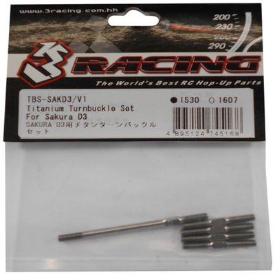 3Racing #TBS-SAKD3/V1 Titanium Turnbuckle Set For Sakura D3 for 3Racing All