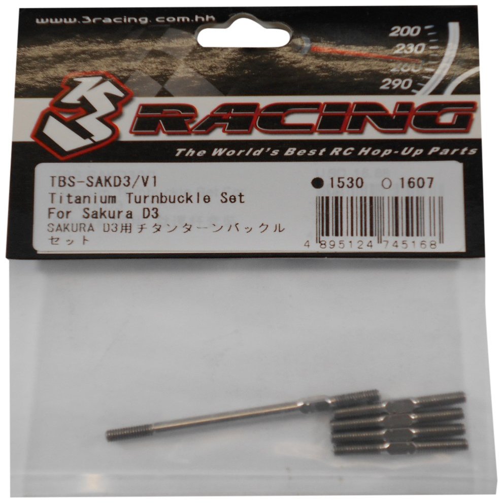 3Racing #TBS-SAKD3/V1 Titanium Turnbuckle Set For Sakura D3 for 3Racing All