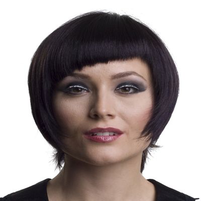 Enigma Women's Short Wig With Angeled Bangs One Size Black And Purple