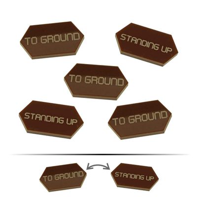 LITKO Mecha Combat Double-Sided Standing Up/to Ground Tokens Compatible with Battletech, Brown (5)