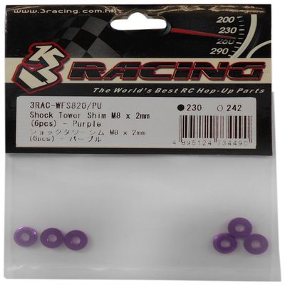 3 Racing 3RAC-WFS820/PU Shock Tower Shim (6 Pcs/Purple) (Three Racing)