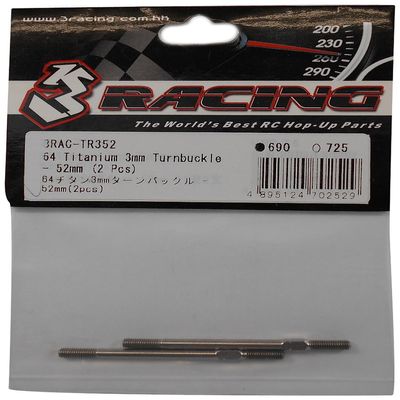 3 Racing 3RAC-TR352 64 Titanium 3mm Turnbuckle 52mm (2pcs) (Three Racing)