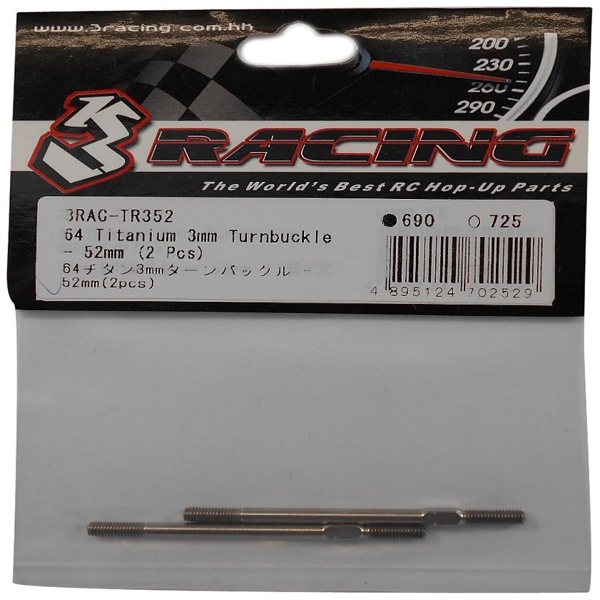 3 Racing 3RAC-TR352 64 Titanium 3mm Turnbuckle 52mm (2pcs) (Three Racing)